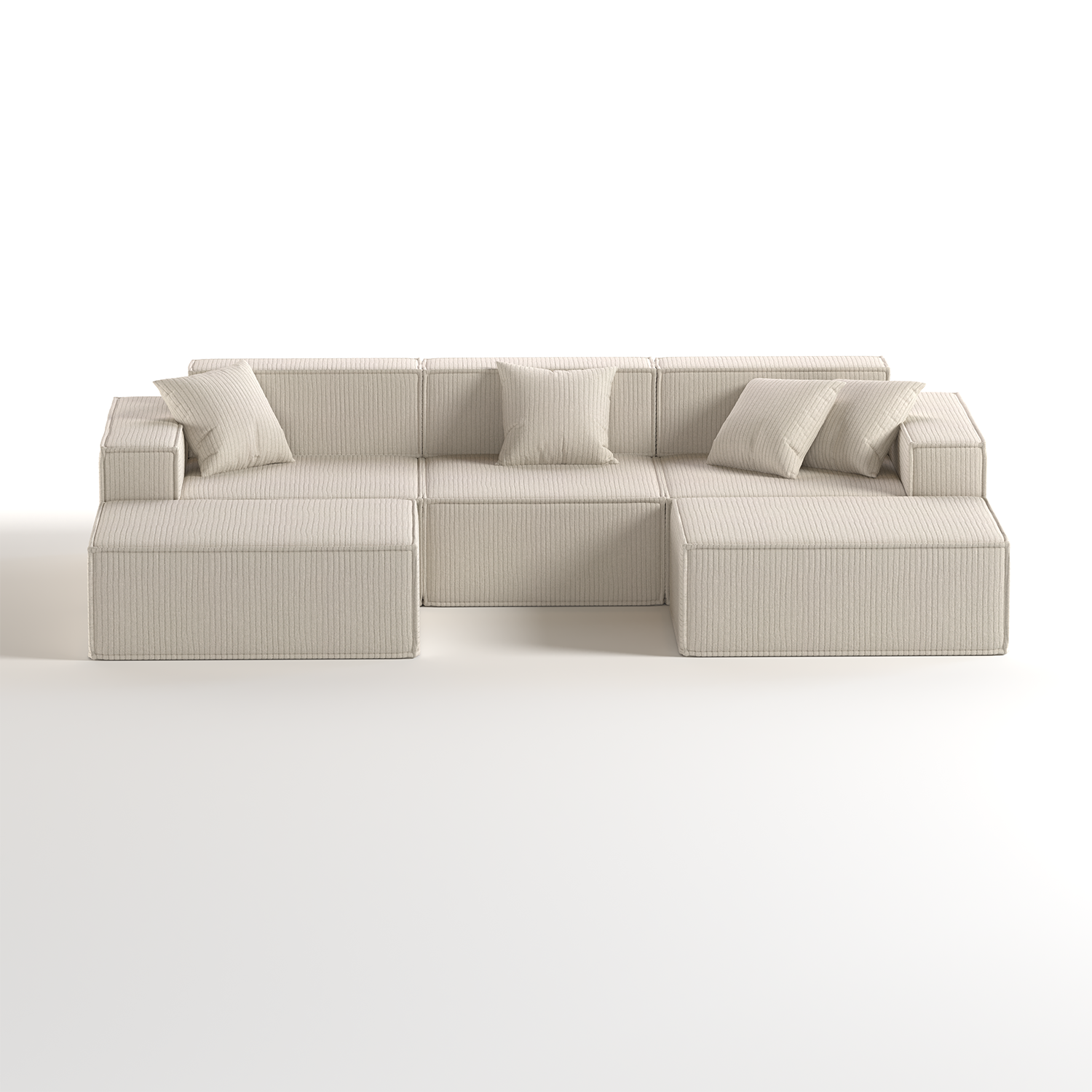 <tc>Sofa na Caixa</tc>  <tc>Pelion</tc> 3 lugares + 2 espreguiçadeiras em Boucle - Linho