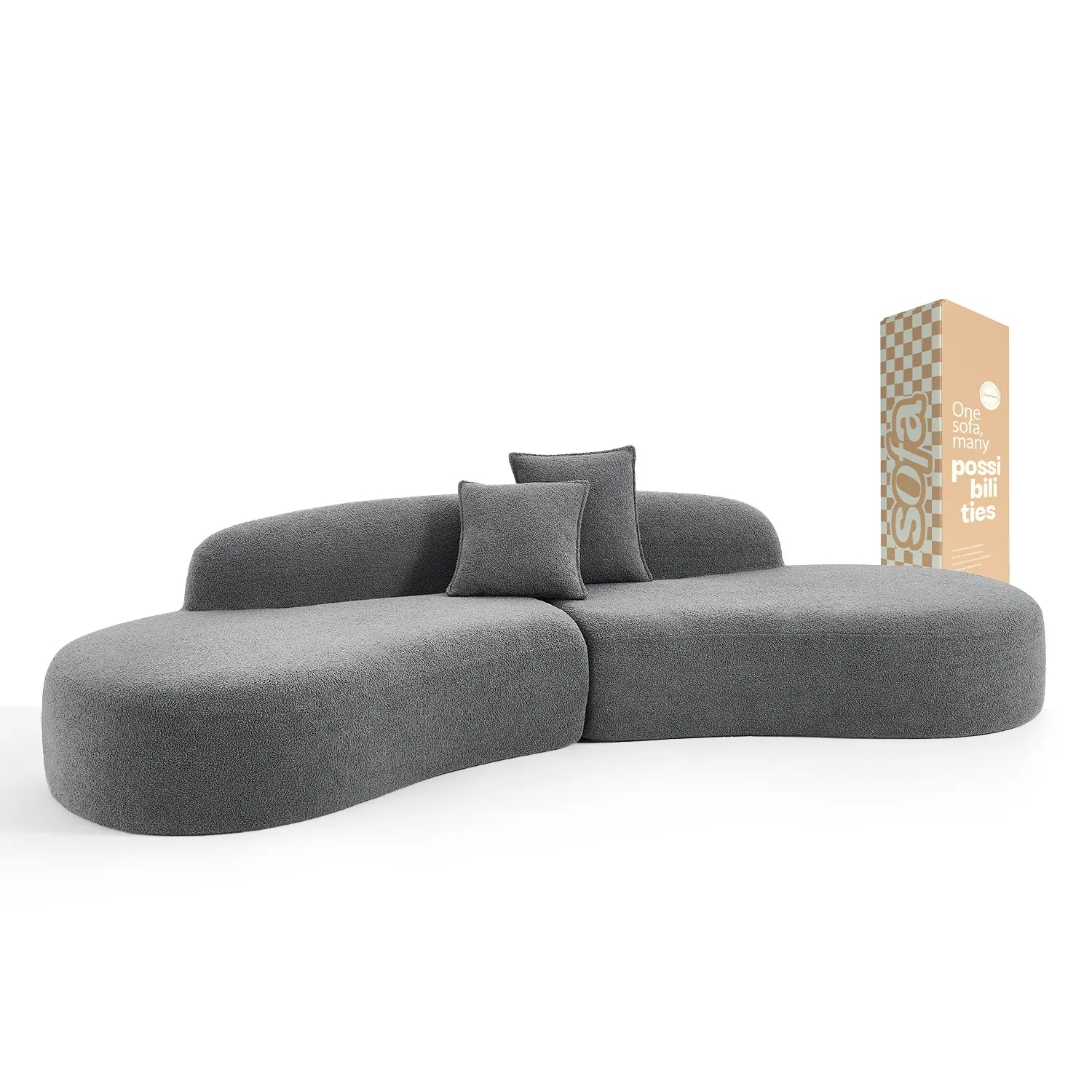 <tc>Sofa na Caixa</tc>  <tc>Avalon</tc> em Boucle - Cinza