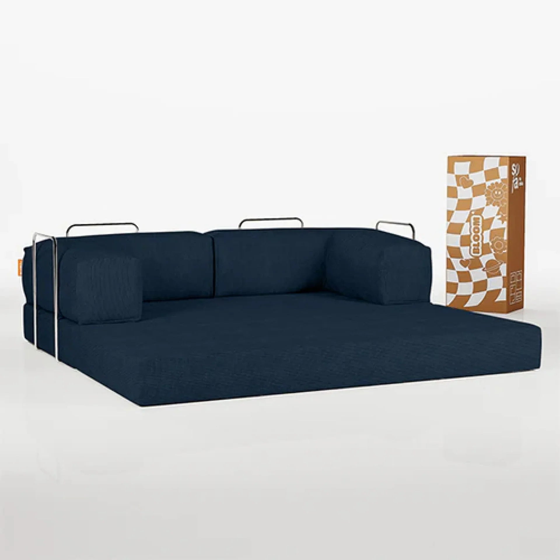 <tc>Sofa na Caixa</tc> Sofá Cama Bloom Veludo - Azul