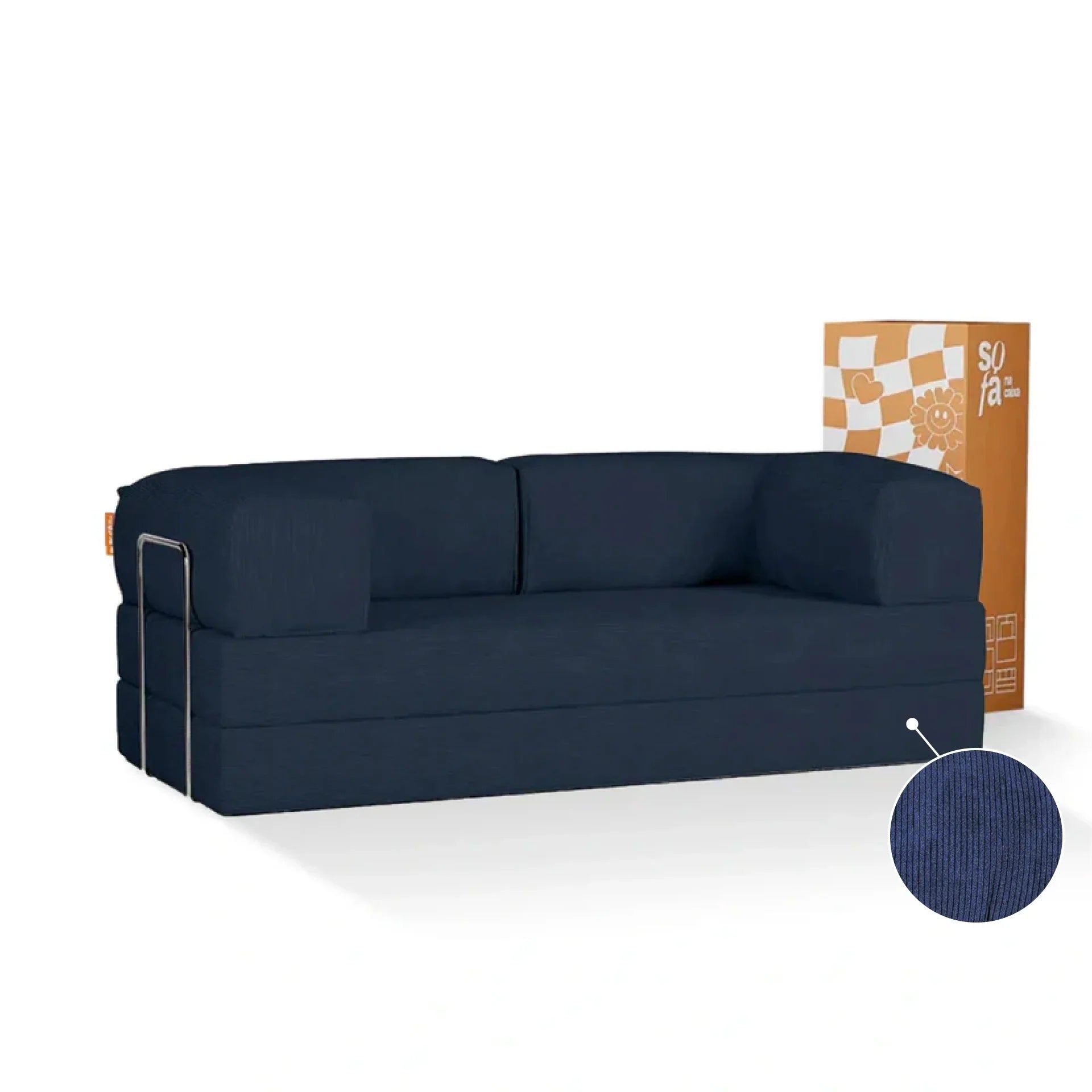 <tc>Sofa na Caixa</tc> Sofá Cama Bloom Veludo - Azul