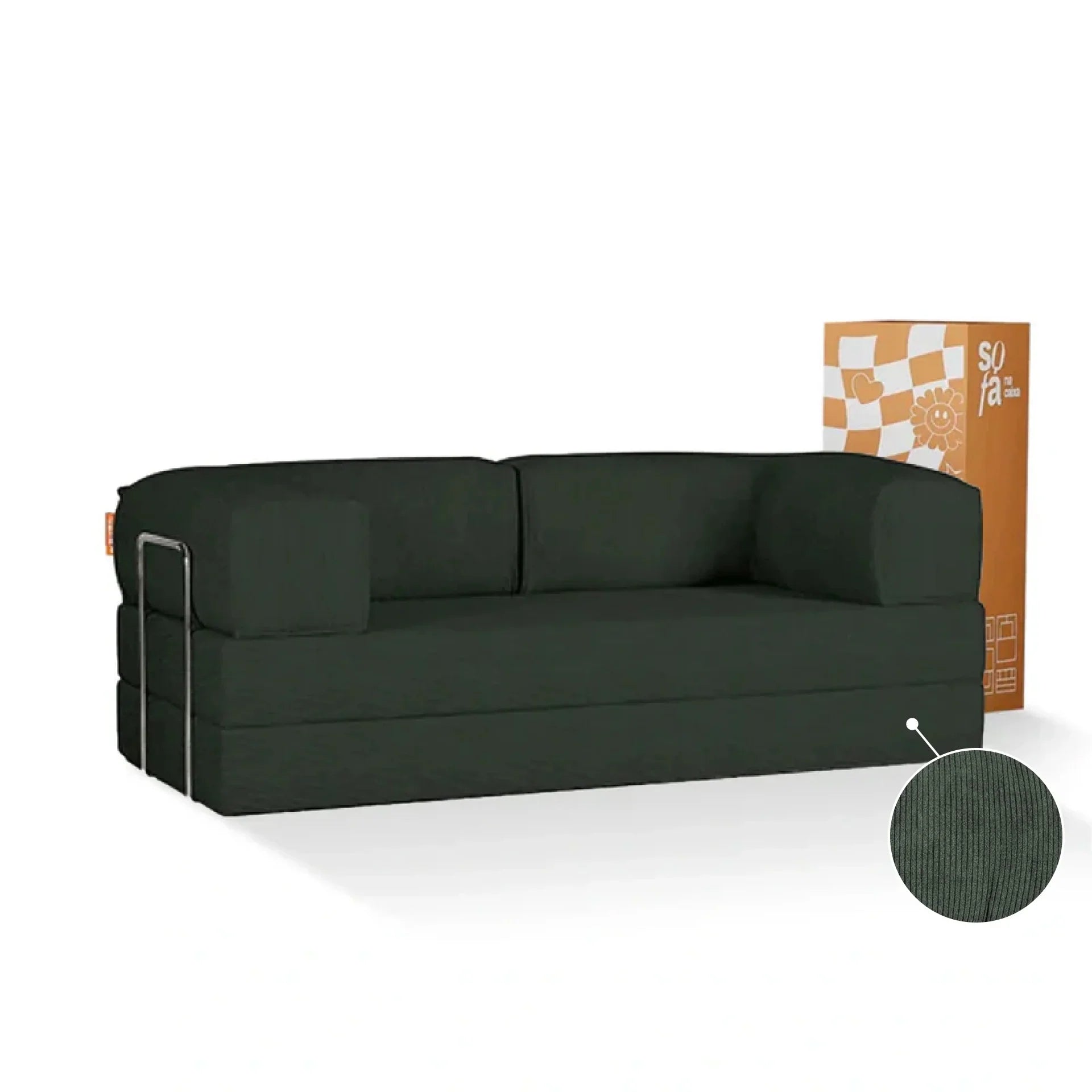 <tc>Sofá na Caixa Bloom Sofá Cama Veludo - Verde</tc>