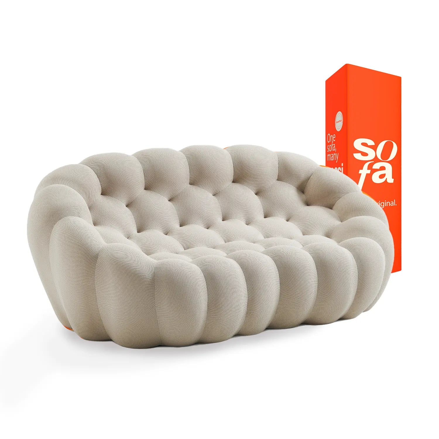 <tc>Sofa na Caixa</tc>  <tc>cosmo</tc> 3 lugares em Boucle - Linho