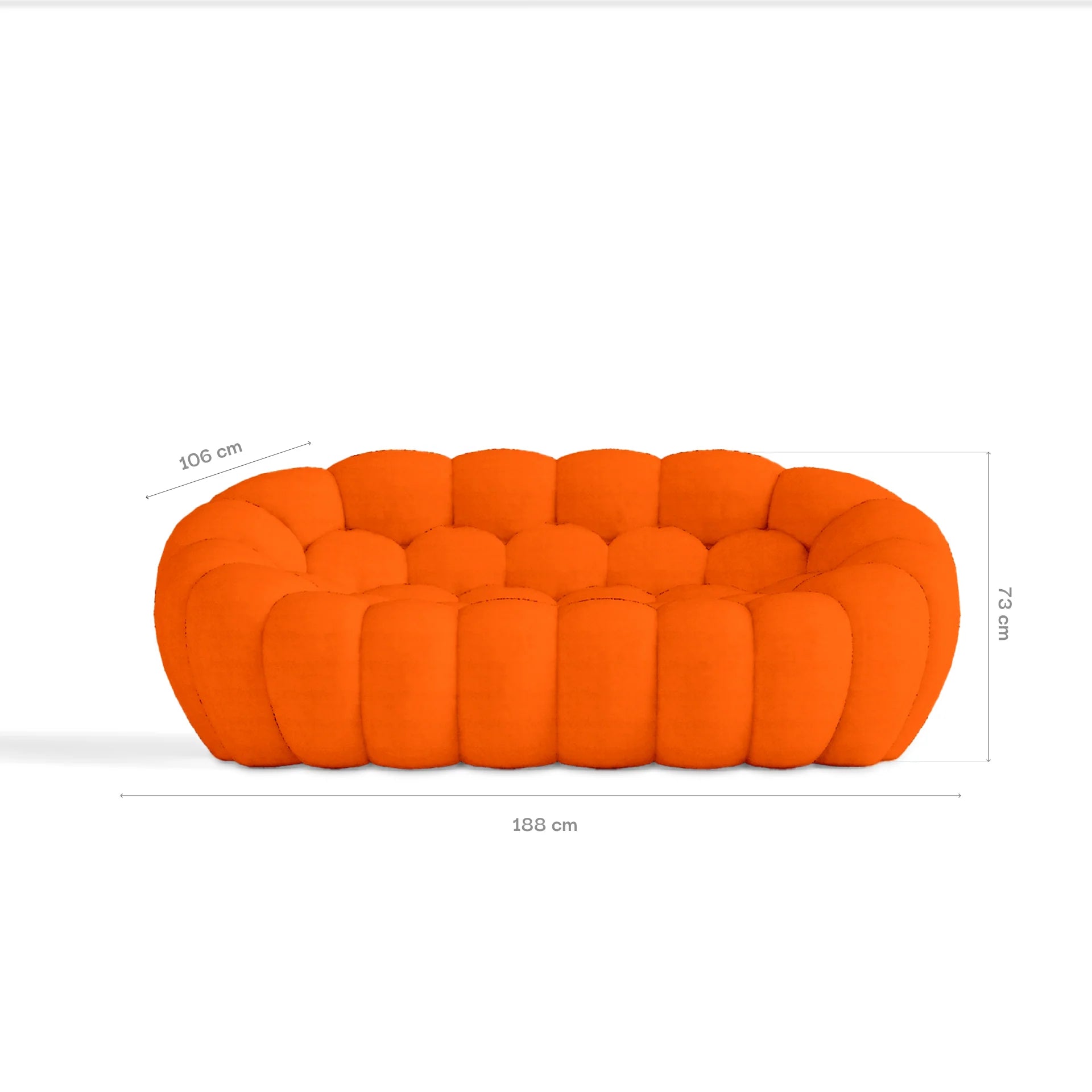 <tc>Sofa na Caixa</tc>  <tc>cosmo</tc> 3 lugares em Boucle - Laranja