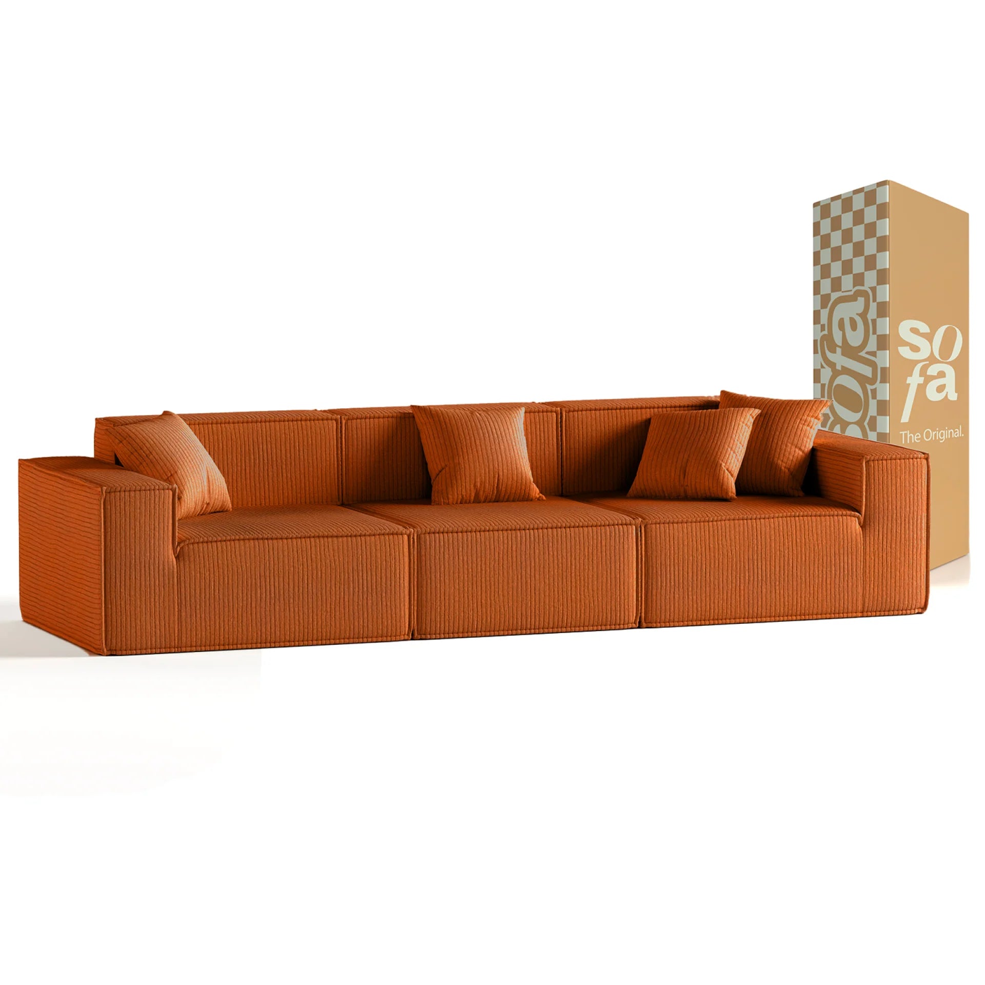 <tc>Sofa na Caixa</tc>  <tc>Pelion</tc> 3 lugares em Boucle - Orange