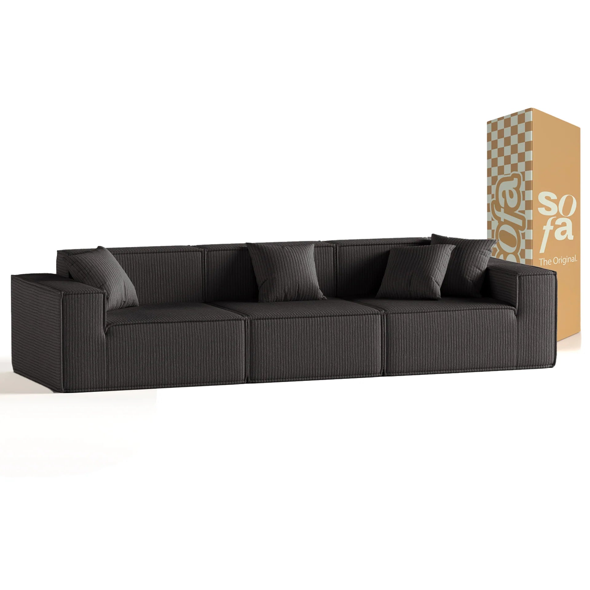 <tc>Sofa na Caixa</tc>  <tc>Pelion</tc> 3 lugares em Boucle - Cinza