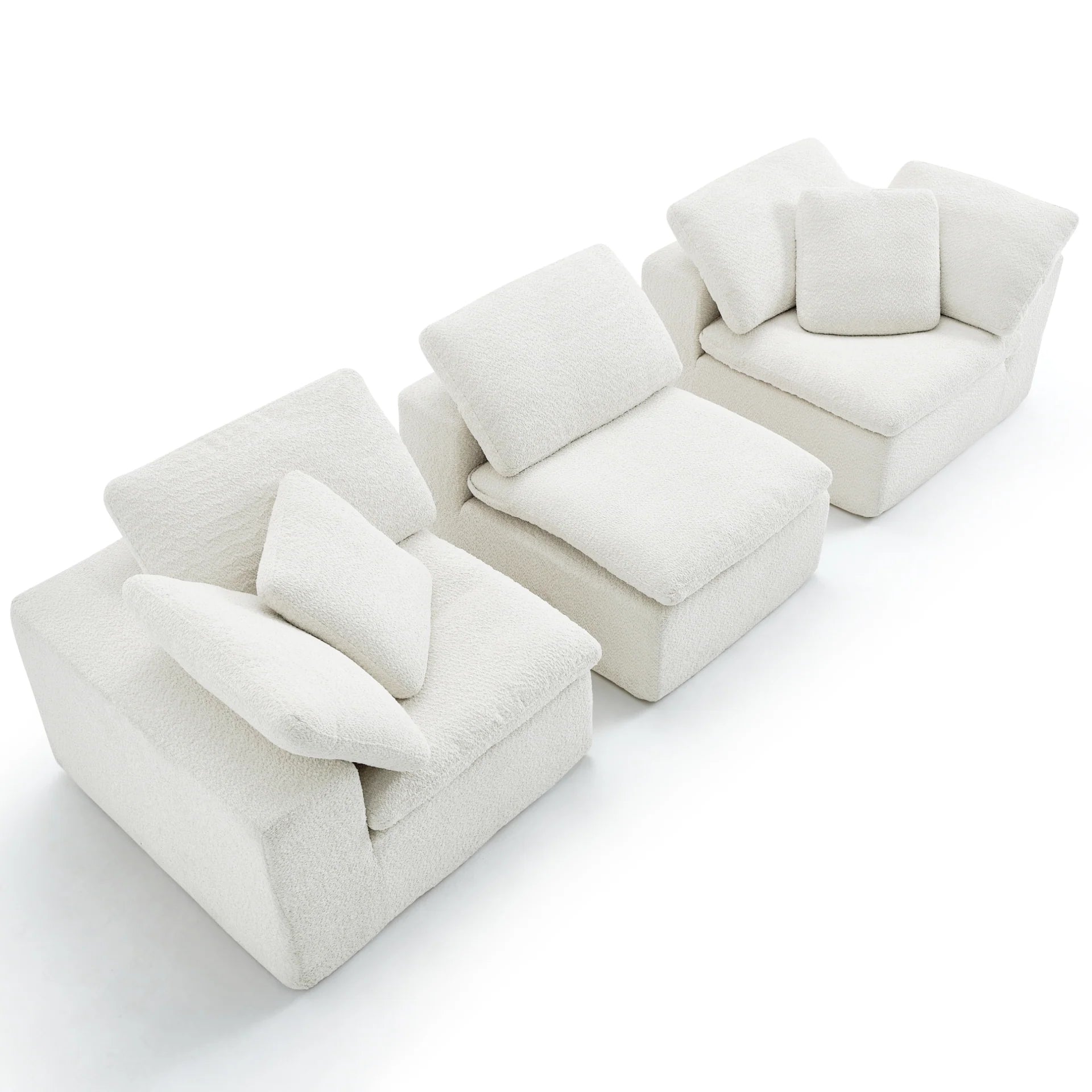 <tc>Sofa na Caixa</tc> Siena 3 lugares + 1 Chaise em Boucle - Linho