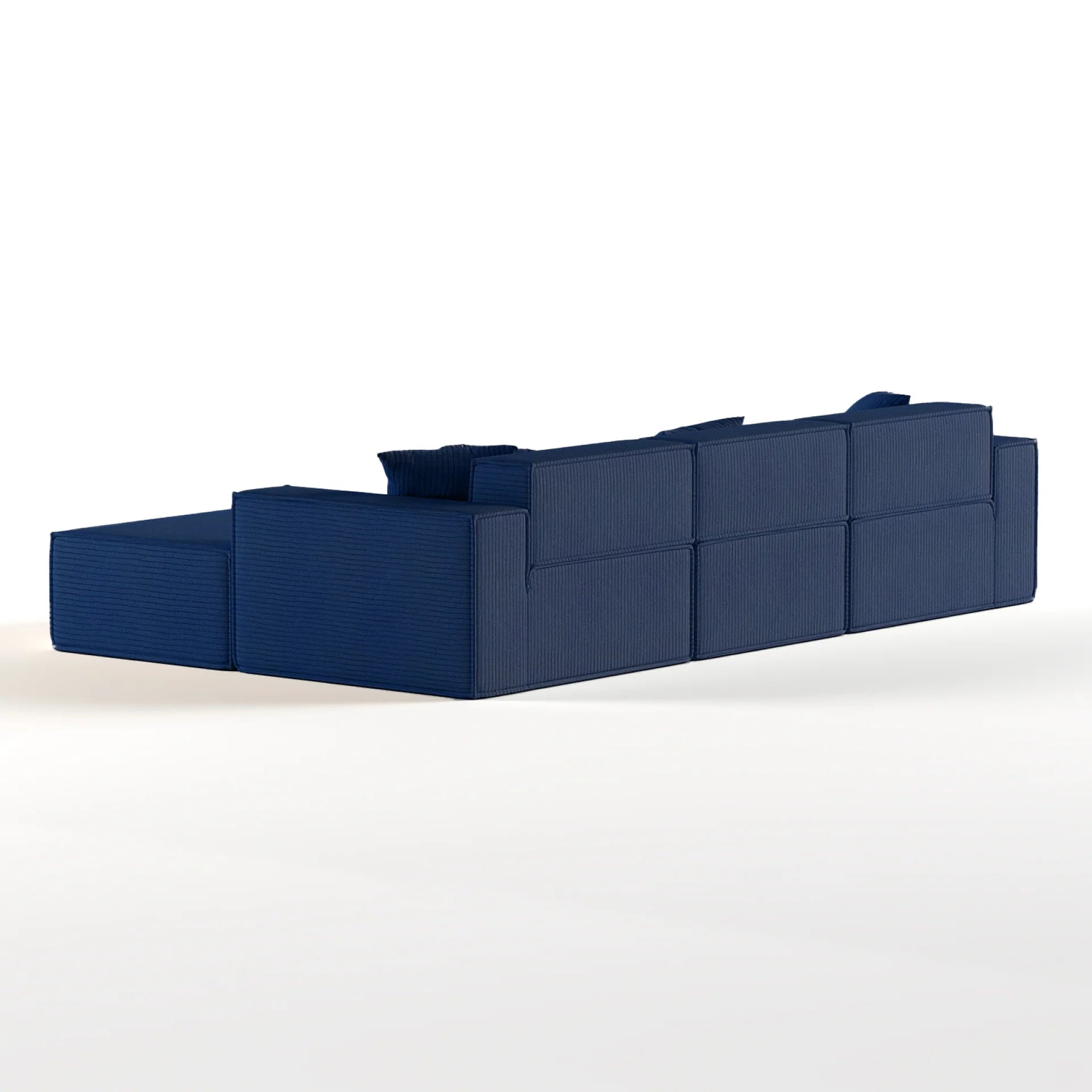 <tc>Sofa na Caixa</tc>  <tc>Pelion</tc> 3 lugares + 1 espreguiçadeira em Boucle - Azul