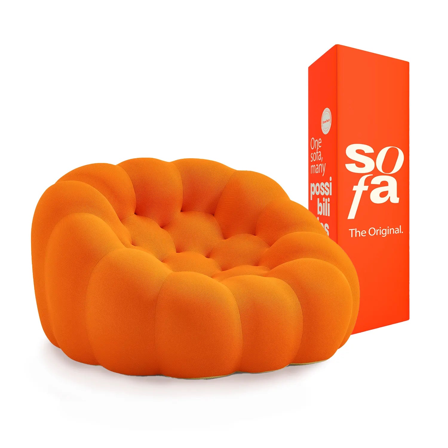 <tc>Sofa na Caixa</tc>  <tc>cosmo</tc> 1 lugar em Boucle - Laranja