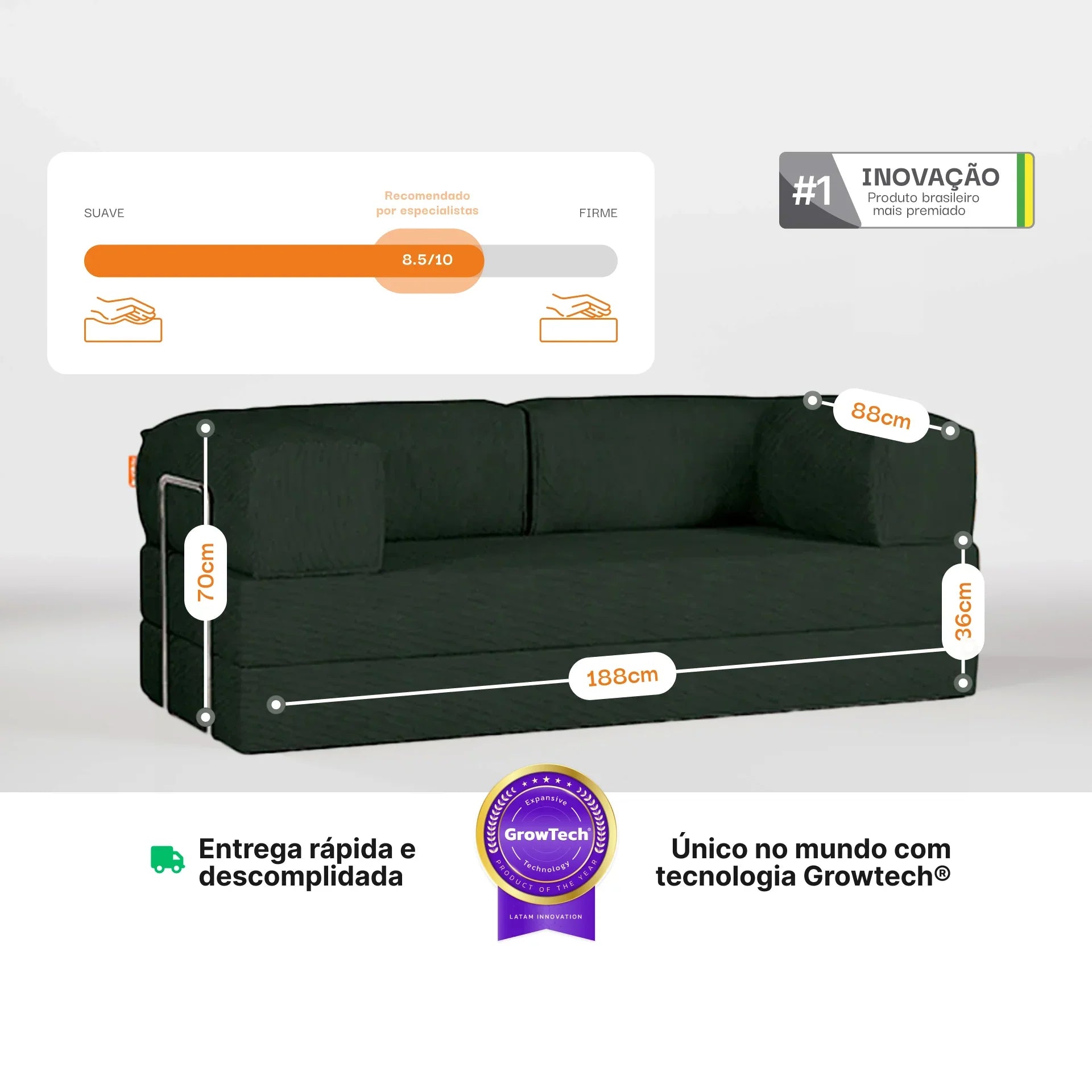 <tc>Sofá na Caixa Bloom Sofá Cama Veludo - Verde</tc>